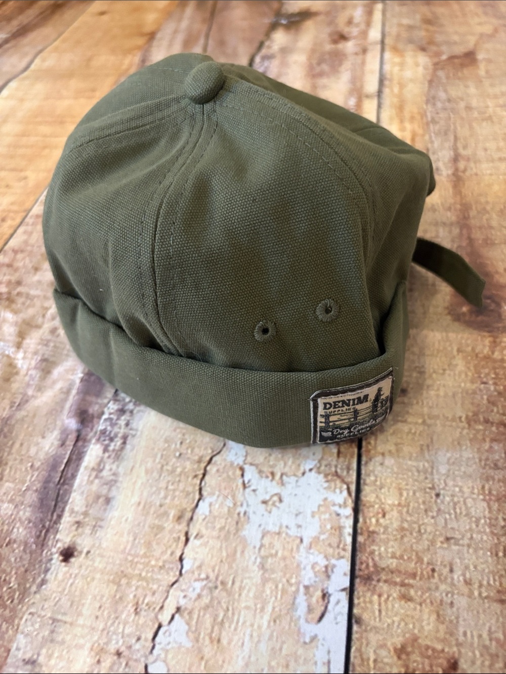 Denim&Co Olive Green Men’s Canvas Beanie Cap